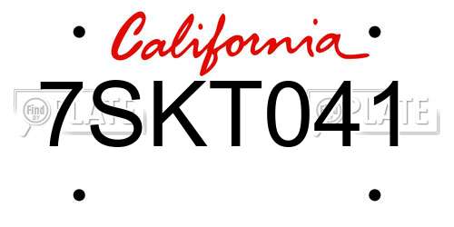 7SKT041 California License Plate