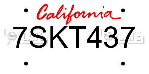 7SKT437 California License Plate