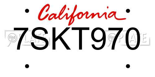 7SKT970 California License Plate
