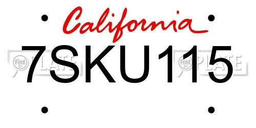 7SKU115 California License Plate