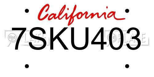 7SKU403 California License Plate