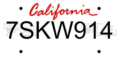 7SKW914 California License Plate
