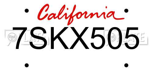 7SKX505 California License Plate