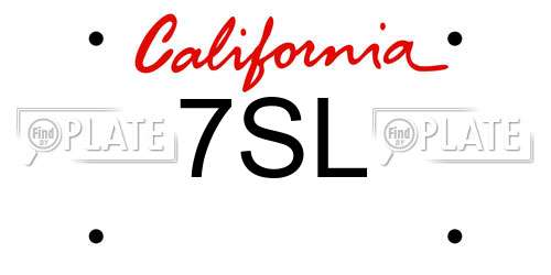 7SL California License Plate