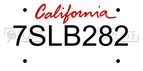 7SLB282 California License Plate