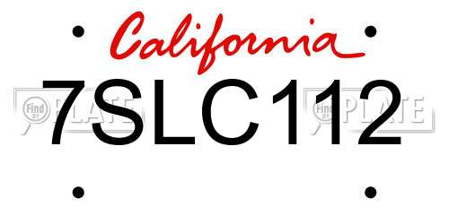 7SLC112 California License Plate