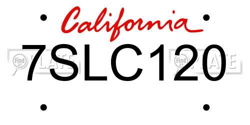 7SLC120 California License Plate