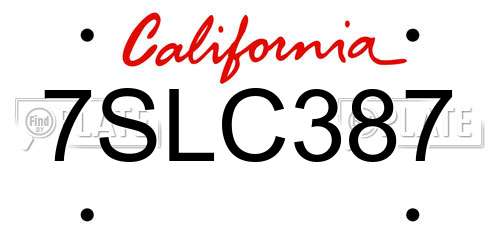 7SLC387 California License Plate