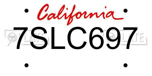 7SLC697 California License Plate