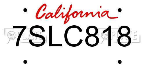 7SLC818 California License Plate