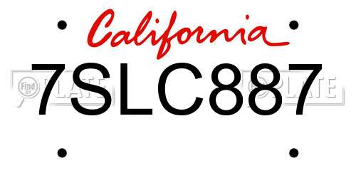 7SLC887 California License Plate