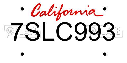 7SLC993 California License Plate