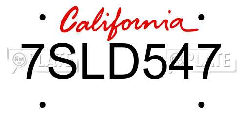 7SLD547 California License Plate