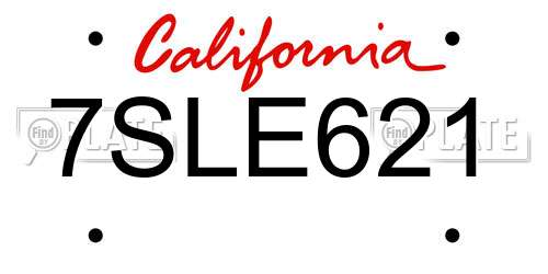 7SLE621 California License Plate