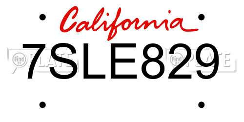 7SLE829 California License Plate