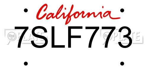 7SLF773 California License Plate