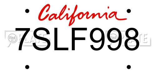7SLF998 California License Plate