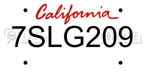 7SLG209 California License Plate