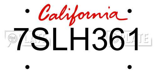 7SLH361 California License Plate
