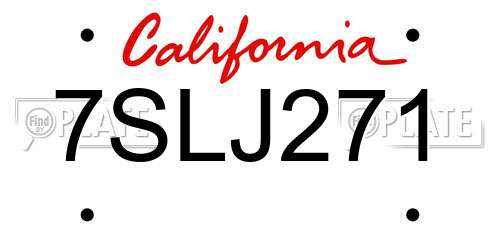 7SLJ271 California License Plate