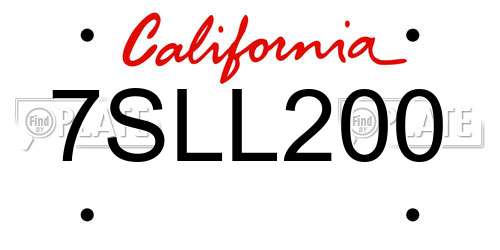 7SLL200 California License Plate