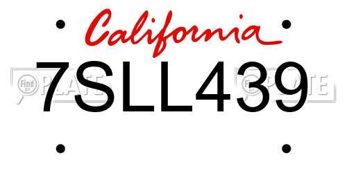 7SLL439 California License Plate