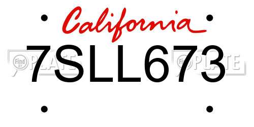 7SLL673 California License Plate