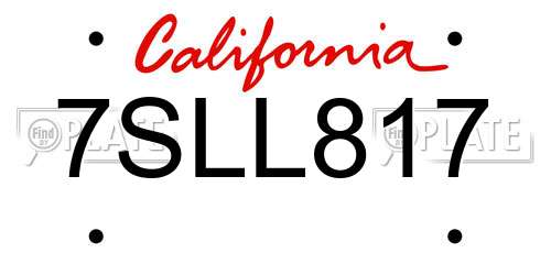 7SLL817 California License Plate