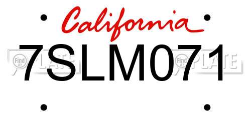 7SLM071 California License Plate