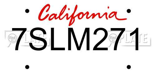 7SLM271 California License Plate