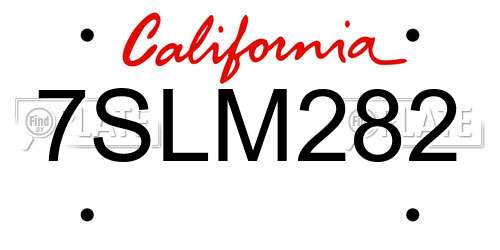 7SLM282 California License Plate