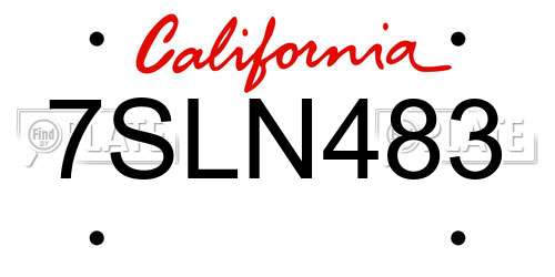 7SLN483 California License Plate