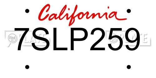 7SLP259 California License Plate
