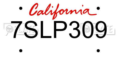 7SLP309 California License Plate