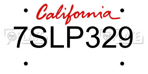 7SLP329 California License Plate