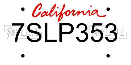 7SLP353 California License Plate