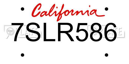 7SLR586 California License Plate