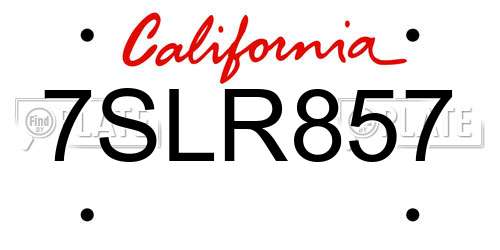 7SLR857 California License Plate