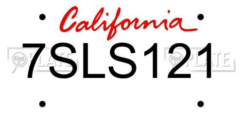 7SLS121 California License Plate