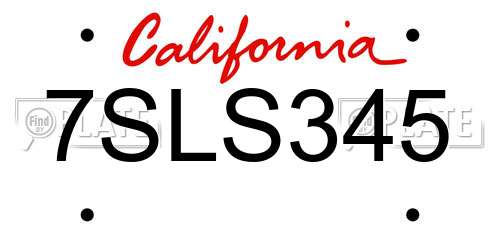 7SLS345 California License Plate