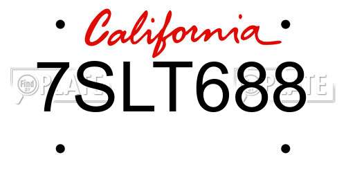 7SLT688 California License Plate