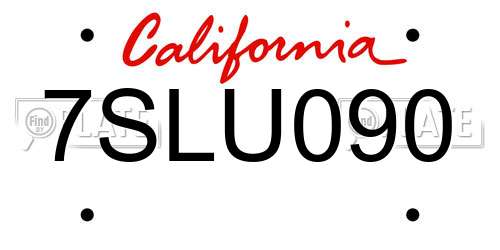 7SLU090 California License Plate