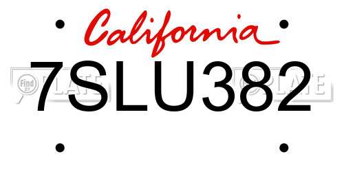 7SLU382 California License Plate