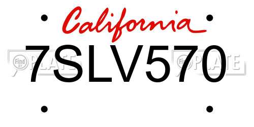 7SLV570 California License Plate