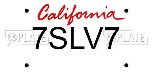7SLV7 California License Plate