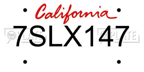 7SLX147 California License Plate