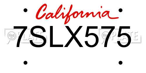 7SLX575 California License Plate