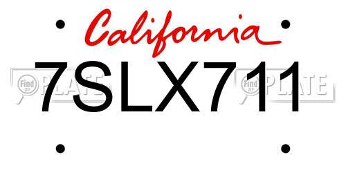 7SLX711 California License Plate