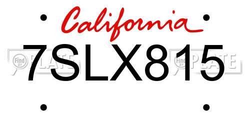 7SLX815 California License Plate