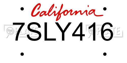 7SLY416 California License Plate